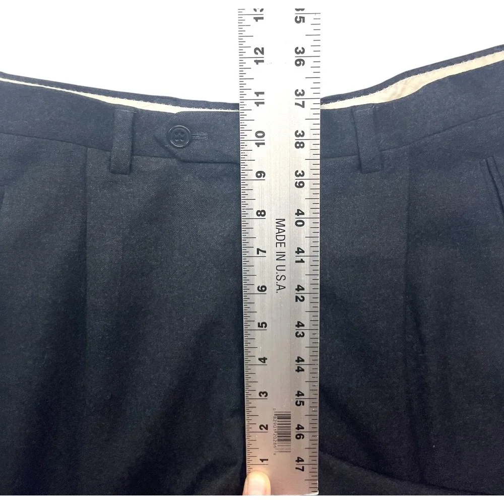 vtg Charcoal Flannel Wool 30x29 Dress Suit Pants Trousers Pleated Luxury Mens
